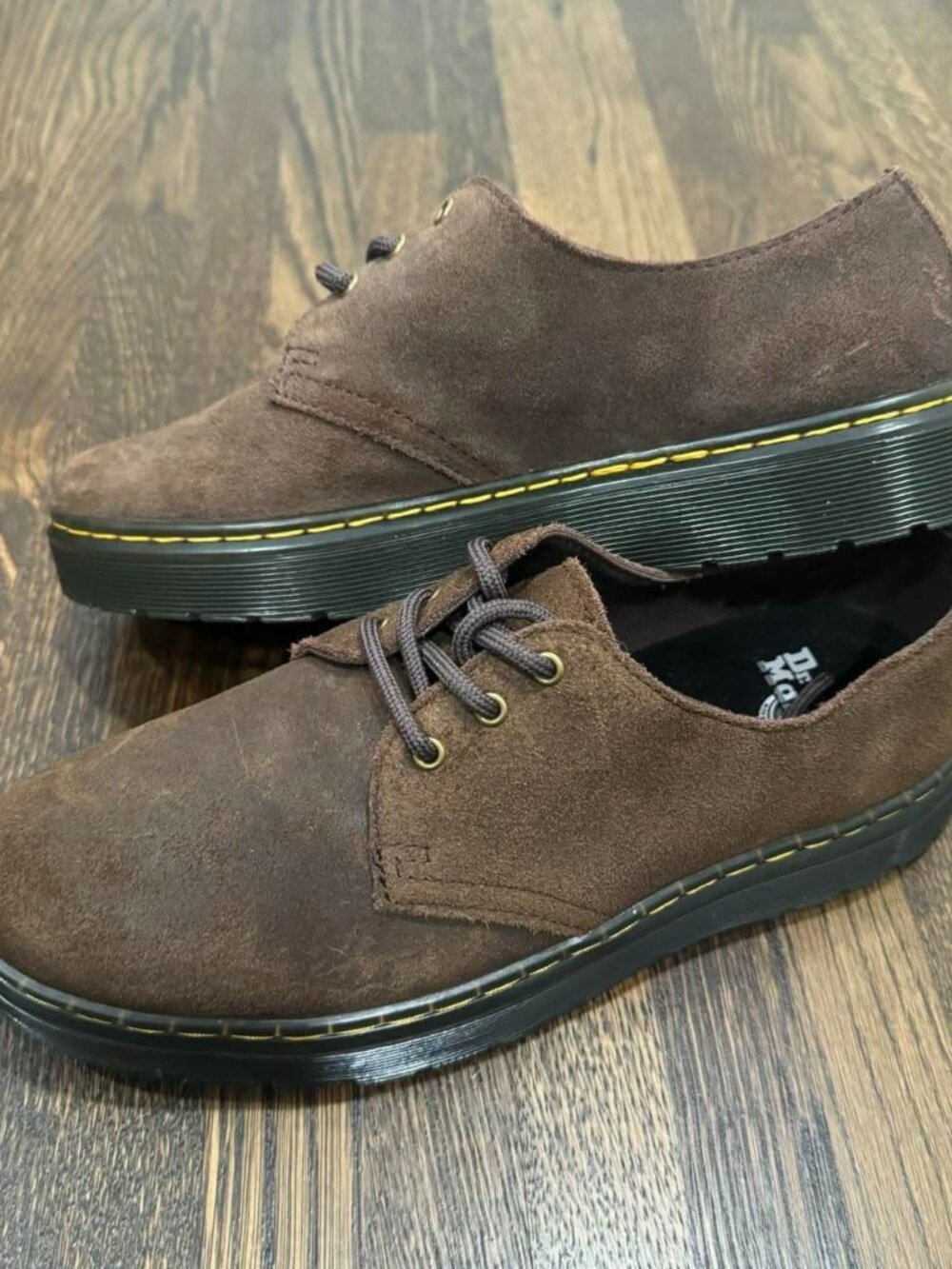 dr. martens zavala lo dark brown suede leather shoes (size 8W / 7M)